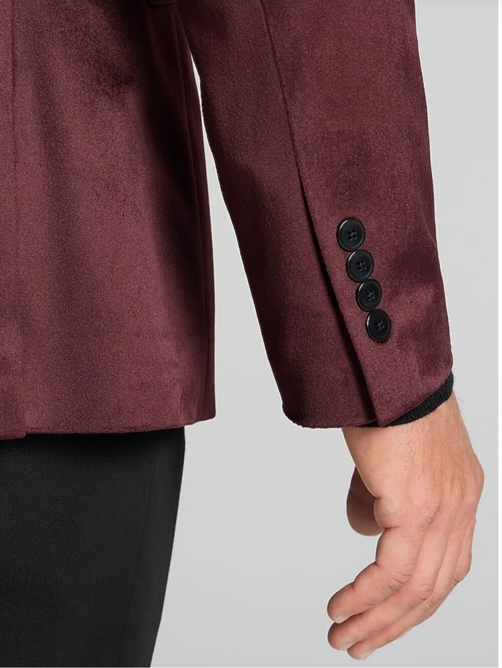 Egara Men's Warehouse Velvet Dinner Jacket Size 40R Skinny Fit Dark Wine NWT